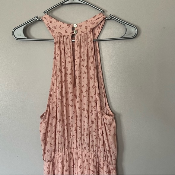 Altar’d State Floral Tiered Maxi Dress Halter Neck Pink Cottagecore Boho Western - Picture 9 of 14